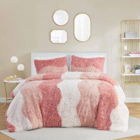 Reversible Soft Sherpa Faux Fur Comforter Set (Color: pink blush, size: twin/twin xl)