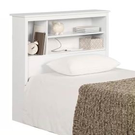 Twin size Modern Scandinavian Style Bookcase Headboard Wood Finish (Color: White, size: Twin)