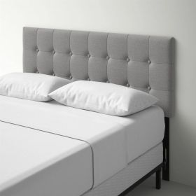 Contemporary Button-Tufted Headboard in Grey Upholstered Fabric (size: Twin)