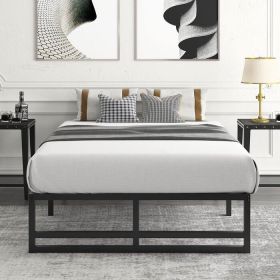 Black Metal Platform Bed Frame with Under-Bed Storage Space (size: Twin)