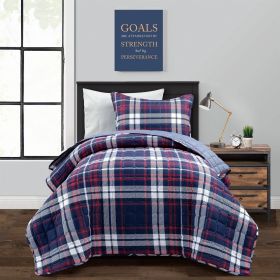 Farmhouse Plaid Lightweight Reversible Quilt Set (size: twin/twin xl)