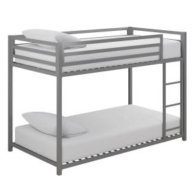 Modern Low Height Metal Bunk Bed (Color: Silver Grey, size: twin over twin)