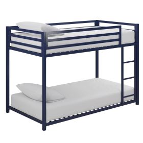 Modern Low Height Metal Bunk Bed (Color: Blue, size: twin over twin)