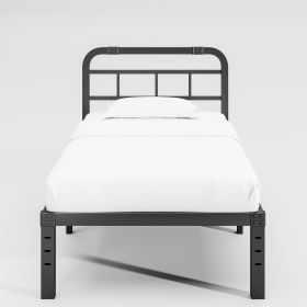 Heavy Duty Black Metal Platform Bed Frame with Headboard (size: twin xl)