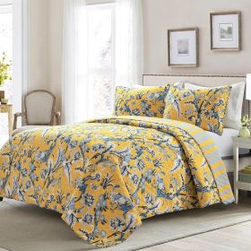 Lightweight Peacocks Polyester Quilt Set (Color: yellow blue, size: King)