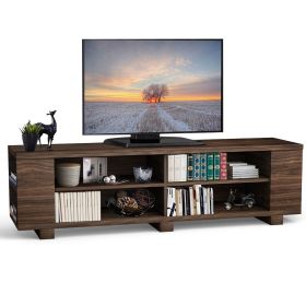 Modern TV Stand  Wood Finish - Holds up to 60-inch TV (Color: Walnut)