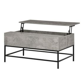 Modern Lift Top Coffee Table w/ Hidden Storage (Color: Grey)