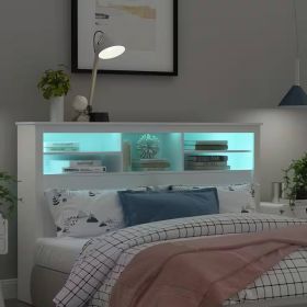 Modern Farmhouse Bookcase Headboard Wood Finish (Color: White, size: full/queen)