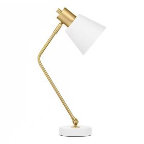 Simple Modern Gold Metal Finish Desk Light Table Lamp (Color: white shade)