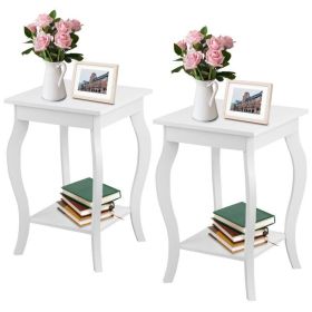 Stylish Nightstand End Table Wood Finish - Set of 3 (Color: White)
