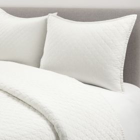 Lightweight Cotton Linen White Reversible 3-PC Quilt Set (Color: White, size: full/queen)