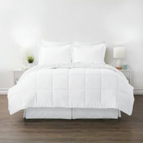 Microfiber 6-Piece Reversible Bed In A Bag Comforter Set (Color: White, size: Full)
