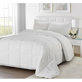 King/Cal King Traditional Microfiber Reversible 3 Piece Comforter (Color: White, size: king/cal king)