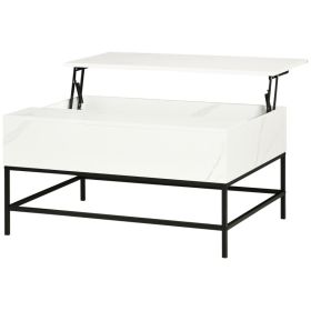 Modern Lift Top Coffee Table w/ Hidden Storage (Color: White)