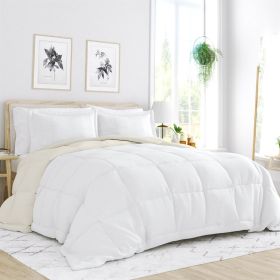 Microfiber Reversible Comforter Set (Color: white cream, size: twin/twin xl)