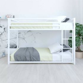 Modern Low Height Metal Bunk Bed (Color: White, size: twin over twin)
