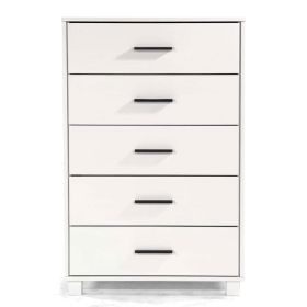 Modern Farmhouse Solid Wood 5 Drawer Bedroom Chest Wooden Finish (Color: White)