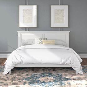 Traditional Solid Oak Wooden Platform Bed Frame with Headboard (Color: White, size: King)