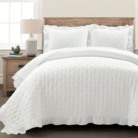 Lightweight Reversible Oversized 3 Piece Quilt Set (Color: White, size: King)