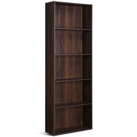 Modern 5-Tier Bookcase Storage Shelf iWood Finish (Color: brown walnut)