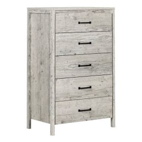 Modern 5 Drawer Storage Chest (Color: washed pine)