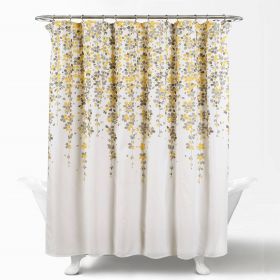72-inch Off-White Beige Cream Yellow Grey Floral Vines Flowers Shower Curtain (Color: off white beige cream yellow grey)