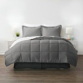 Microfiber Reversible Bed-in-a-Bag Comforter Set in Grey (size: california king)