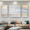 Hand Painted Abstract Gold Foil Art Wall Picture Handmade Golden Sky Landscape Canvas Oil Painting For Living Room Home Decor Living Room hallway
