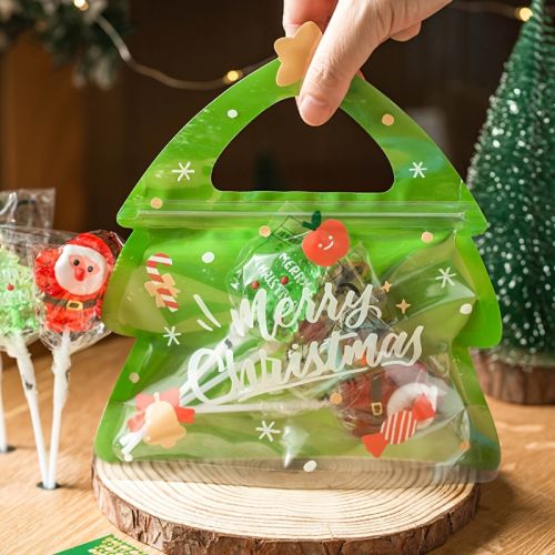 10pcs Special Shaped Christmas Gift Bags, Perfect For Birthdays, Parties And Candy Biscuit Chocolate Packaging, Christmas Decorative Supplies