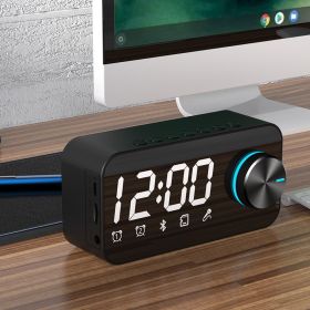 Alarm Clock Sound Dual Alarm Clock Display Speaker FM Radio Call Function Stereo (Color: Black)