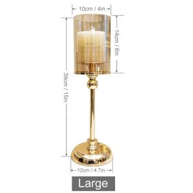 Nordic Style Candle Holder Luxury Candlestick Wedding Table Centerpieces Tealight Pillar Candle Holders Flower Vase Home Decor (Color: large, Ships From: China)