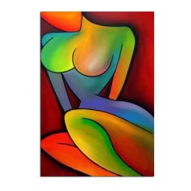 Top Skill Handmade Modern Abstract Portrait Beautiful Colorful Sexy Nude Figure Wall Art Oil Painting on Canvas for Home Decor (size: 70x140CM)