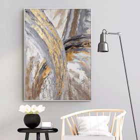 100% Hand Painted Abstract Oil Painting Wall Art Gold Foil Picture Modern On Canvas Minimalist Home Decor For Living Room No Frame (size: 70x140CM)