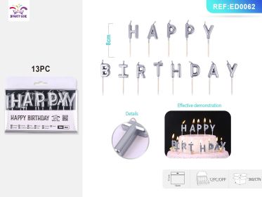 20PACK BirthdayLanguage Candle Set Multilingual Birthday Cake Candles for International Celebrations (0-9: HP Sliver)