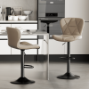 Modern Bar Stool Set of 2, Adjustable Faux Leather Upholstered Swivel Counter Stools, Counter Height Barstools with Back for Kitchen Island