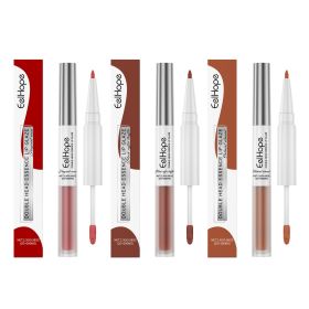 Eelhope Double Head Essence Lip Line Lip Glaze Pen 2-In-1 Lip Line Lip Glaze Mirror Gloss Lipstick Lip Gloss (Quantity: 1pc)