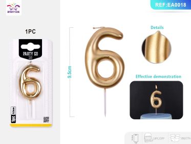 9.5 cm 1PCS *24PACK  Gold Spray Number Candle Gradient Birthday Candle for Magical Cake Decorations (0-9: 6)