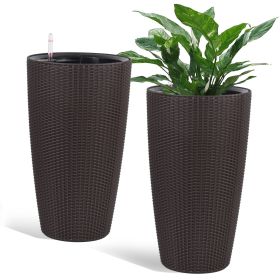 Indoor/Outdoor Modern The appearance is made of imitation rattan Design Planter (Color: as Pic)