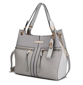 MKF Collection Sofia Tote Handbag with Keyring Vegan Leather For Women by Mia k (Material: Vegan Leather, Color: Lt Grey)
