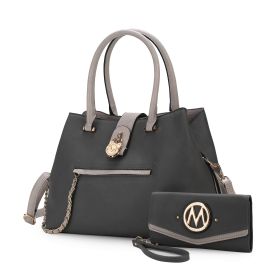 MKF Collection Edith Vegan Leather Women Tote Handbag with wallet by Mia K (Material: Vegan Leather, Color: Charcoal)