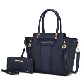 MKF Collection Eliana Tote Handbag with Wristlet Wallet Vegan Leather Crossover Womens Purse by Mia K (Material: Vegan Leather, Color: Navy)