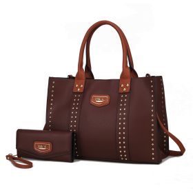 MKF Collection Davina Tote Handbag with wallet Vegan Leather Crossover Womens Purse by Mia K (Material: Vegan Leather, Color: Coffee)