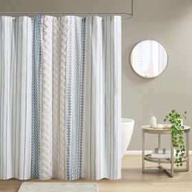 Cotton Printed Shower Curtain with Chenille (Color: as Pic)