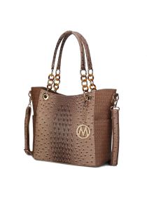 MKF Collection Miriam Signature Tote Handbag by Mia k (Material: Polycarbonate, Color: Tan)