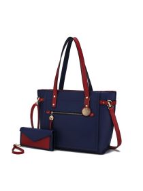 MKF Collection Andrys Tote Handbag by Mia k (Material: Polycarbonate, Color: Navy-Wine)