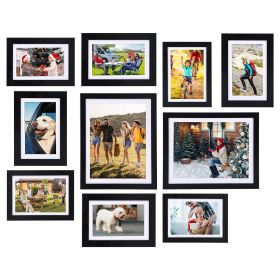 10Pcs Picture Frames Set Wall Desktop Display Photo Frame 4Pcs 5x7in Collage Frames 4Pcs 6x8in Frames 2Pcs 8x10in Gallery Frames Black (type: Frame Set)