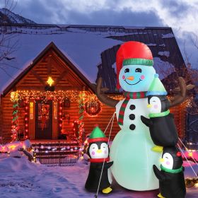 5.9FT Christmas Inflatable Outdoor Decoration Snowman Penguin Blow Up Yard Decoration with LED Light Built-in Air Blower for Winter Holiday Xmas Garde (type: Snowman)