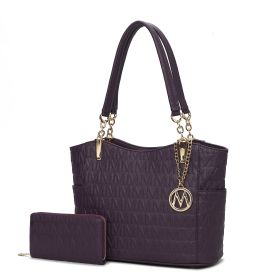 MKF Collection Allison Tote Handbag & Wallet by Mia k (Material: Polycarbonate, Color: Purple)