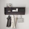 White Entryway Wall Mounted Coat Rack with 4 Dual Hooks Living Room Wooden Storage Shelf