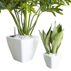 2-Pack Smart Self-watering Planter Pot for Indoor and Outdoor - White - Square Cone (Color: as Pic)